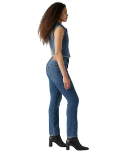 Levi's 501 Damen Jeans mit geradem Bein in Mittelblau
