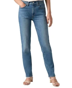 Levis 724 Jeans in mittelblauer Waschung mit hohem Bund