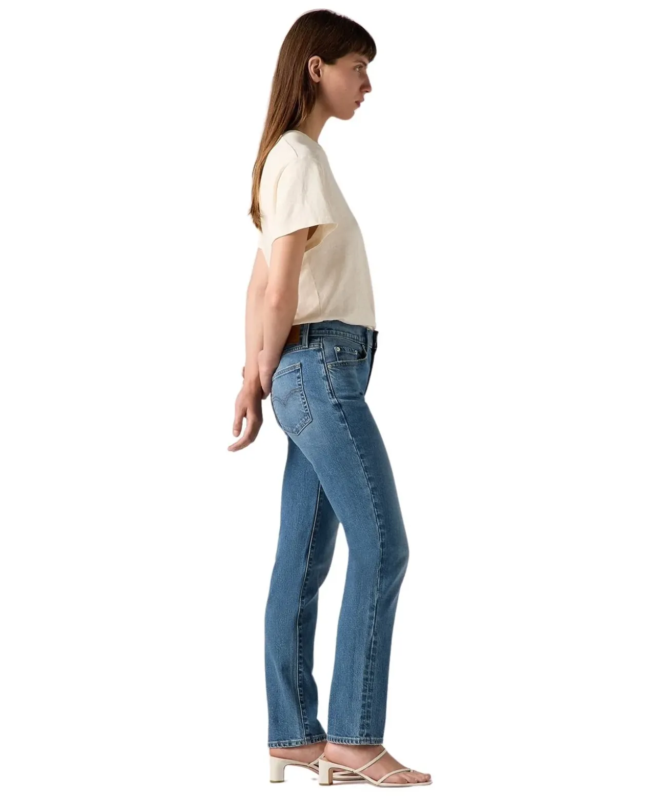 Levis 724 Jeans in mittelblauer Waschung mit hohem Bund