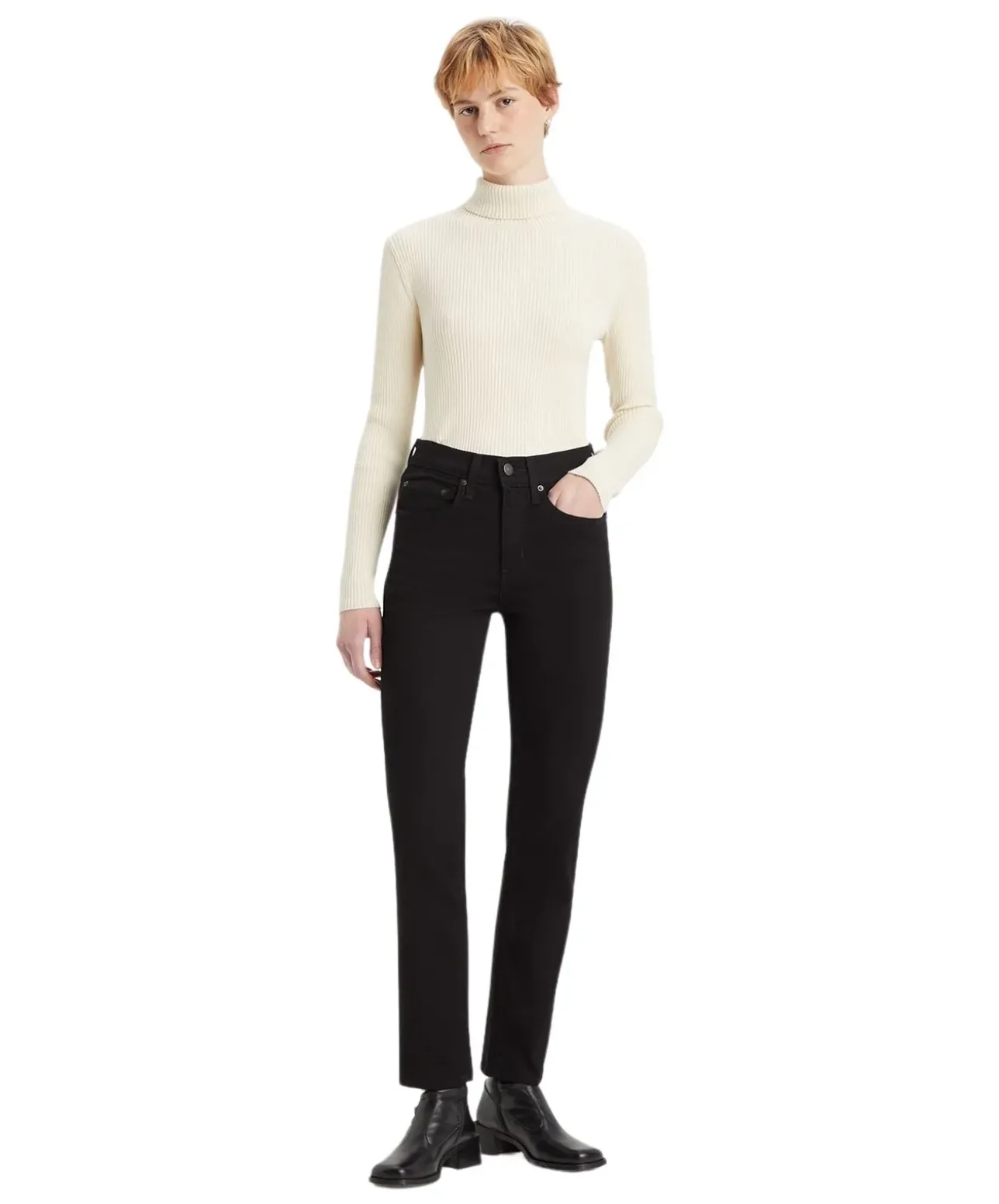 Levis 724 Jeans mit hohem Bund in Schwarz