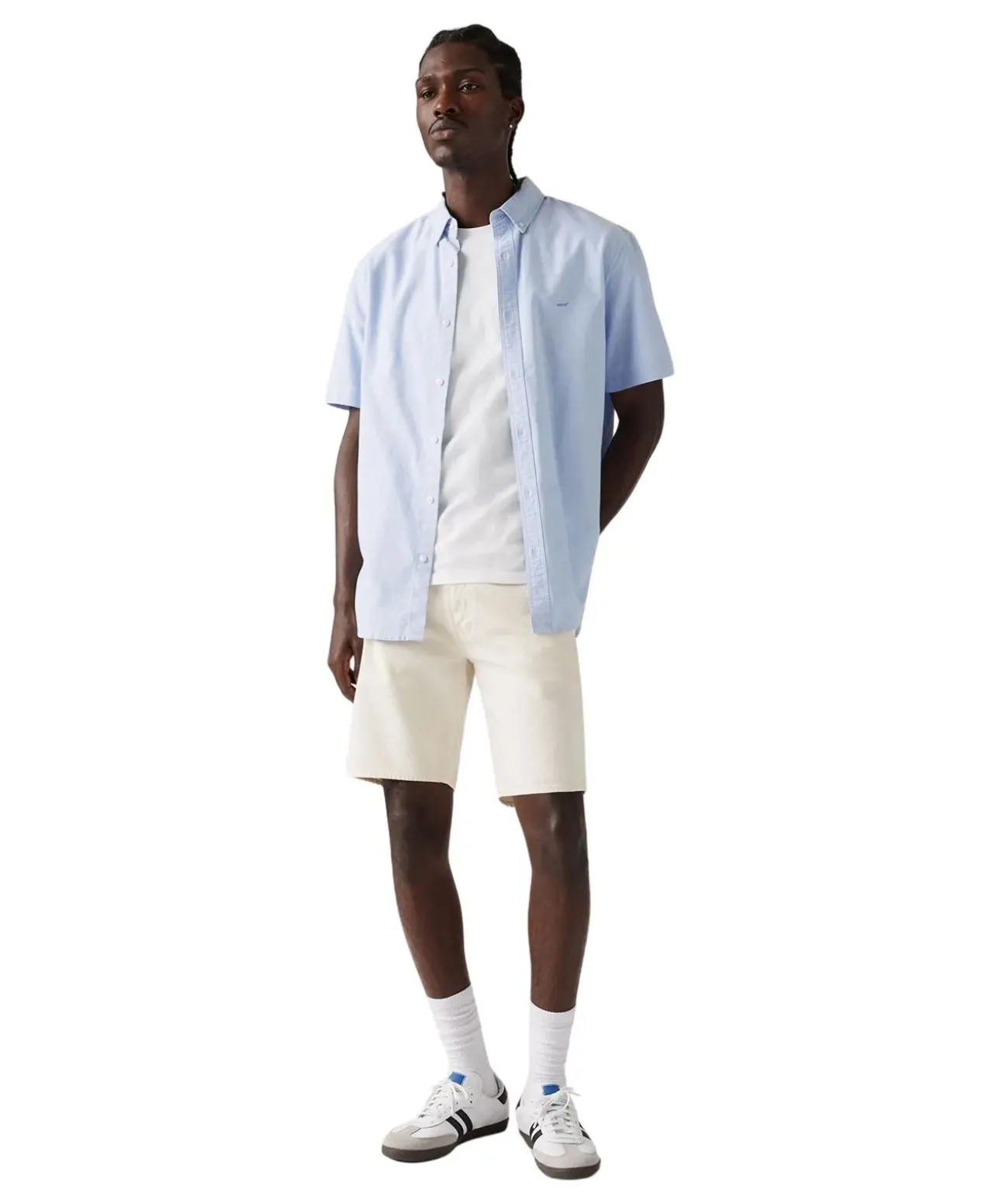 Levis 501 Jeansshorts in cremweiß mit geradem Schnitt