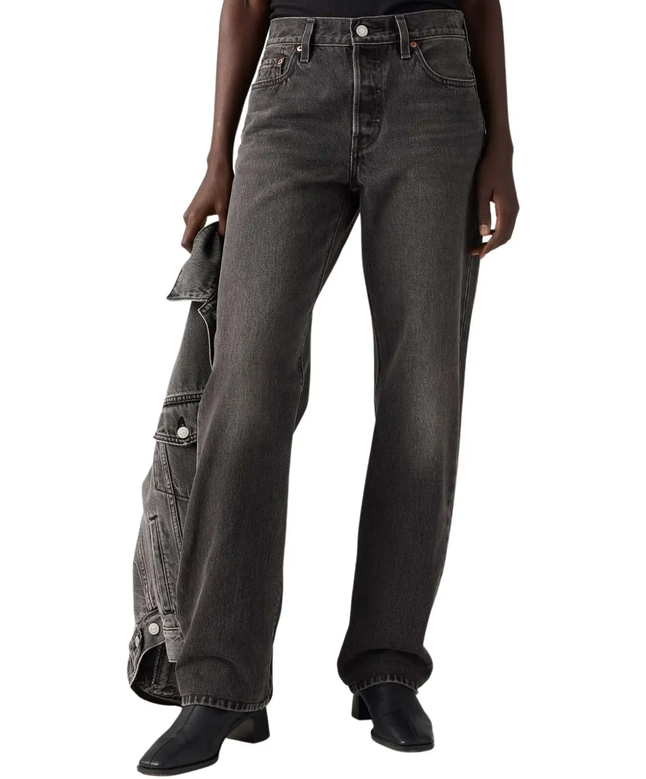 Levi's 501 90s Jeans mit geradem Bein in schwarzer Waschung