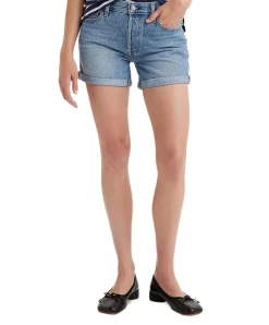 Levis 501 Shorts in blau mit Umschlag