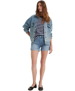 Levis 501 Shorts in blau mit Umschlag