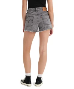 Levi's 501 Shorts mit hohem Bund in schwarzer Used-Optik
