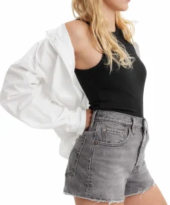 Levi's 501 Shorts mit hohem Bund in schwarzer Used-Optik