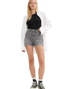 Levi's 501 Shorts mit hohem Bund in schwarzer Used-Optik