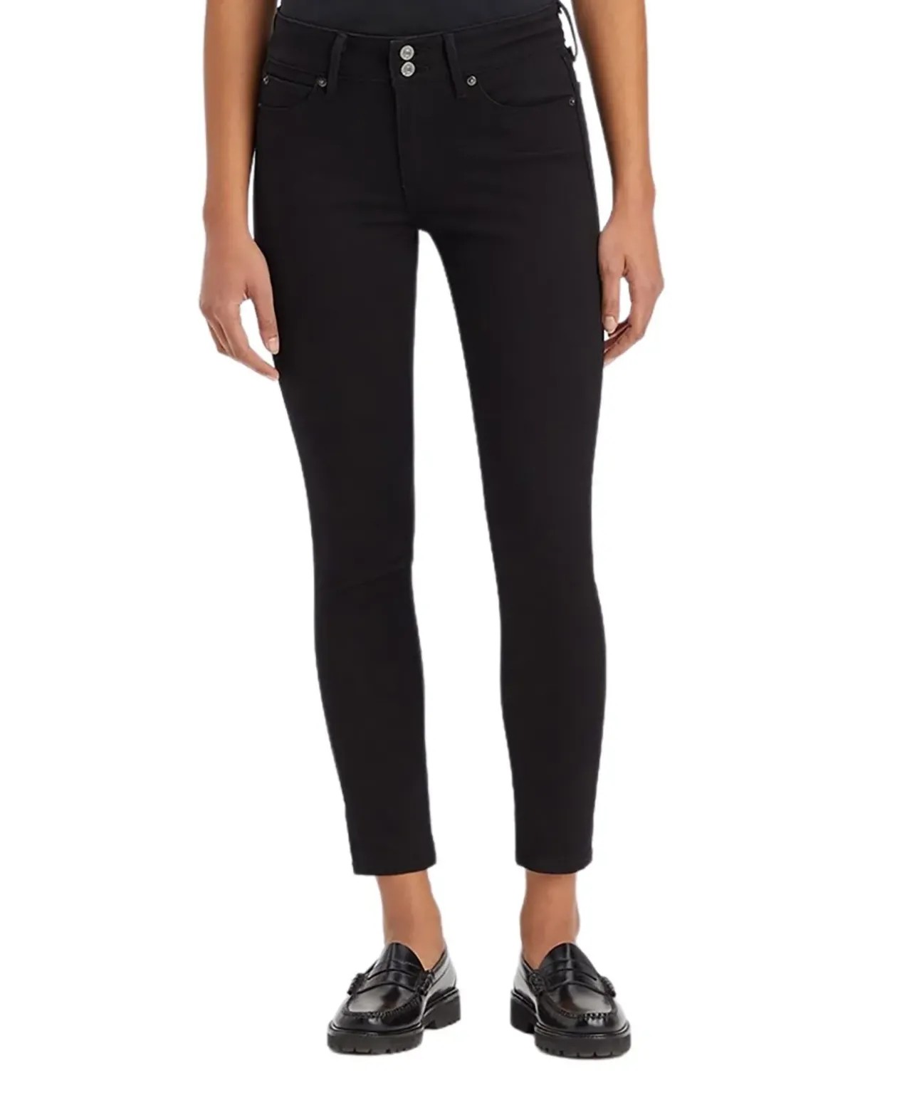 Levi's 711 Skinny Jeans mit Doppelknopf in Schwarz