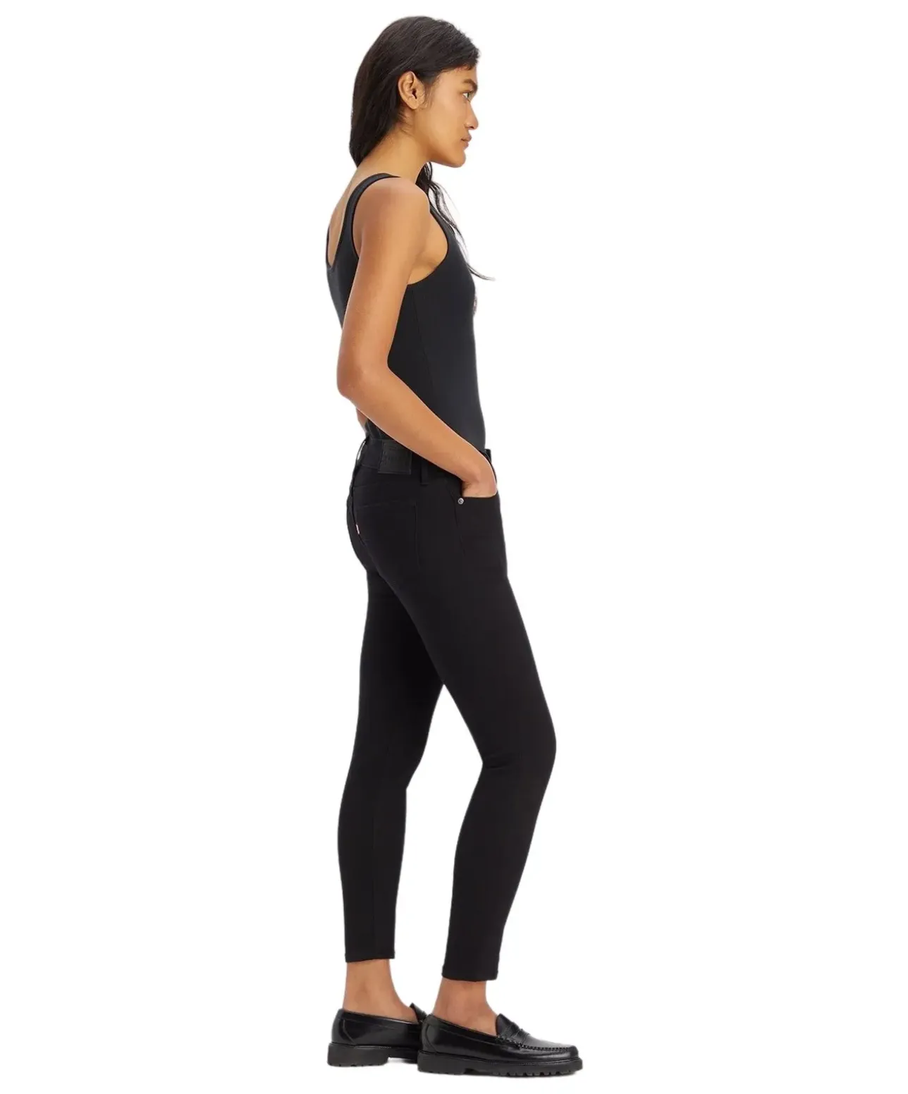 Levi's 711 Skinny Jeans mit Doppelknopf in Schwarz