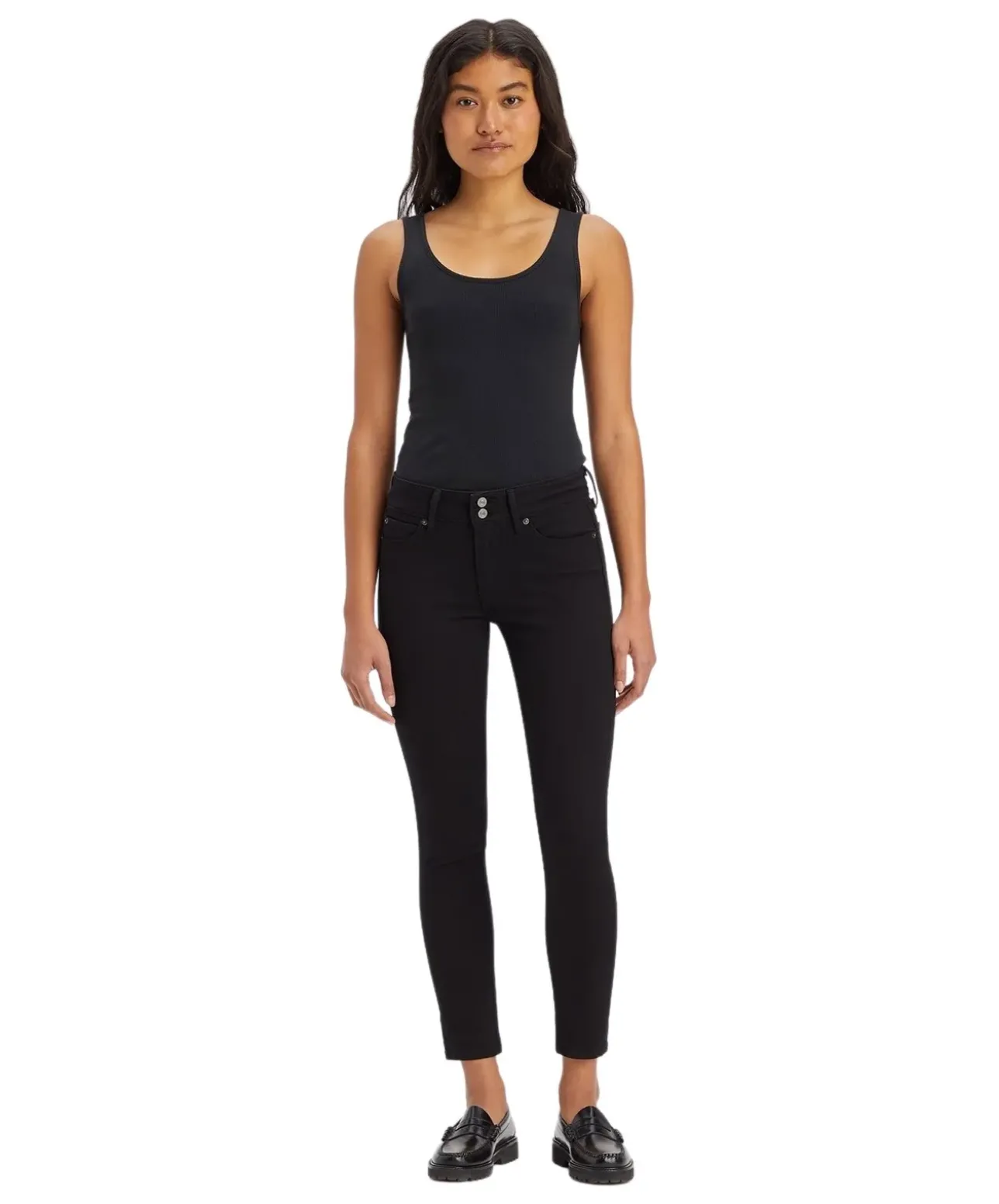 Levi's 711 Skinny Jeans mit Doppelknopf in Schwarz