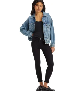 Levi's 711 Skinny Jeans mit Doppelknopf in Schwarz