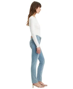 Levi's 712 Slim Jeans in Mittelblau mit hohem Bund