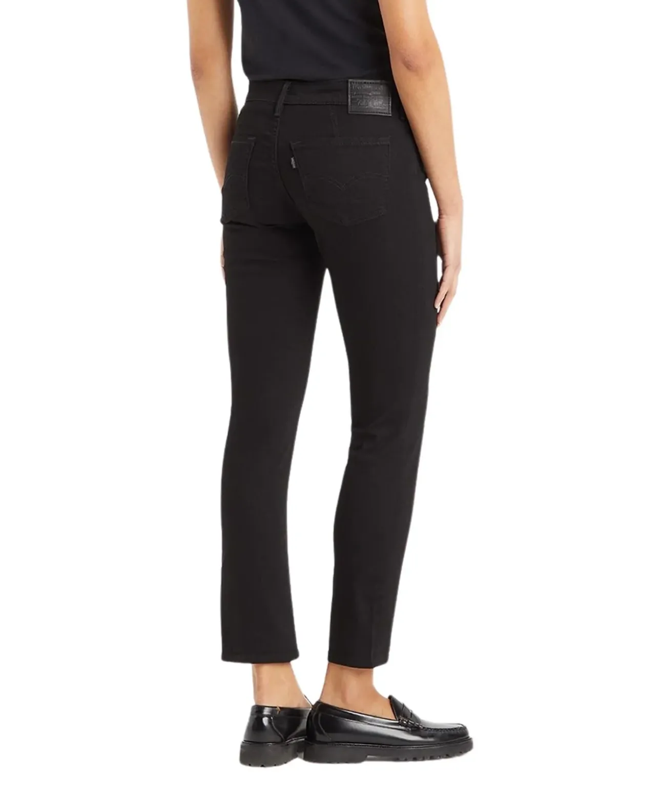 Levi's 712 Slim Jeans in Schwarz mit hohem Bund