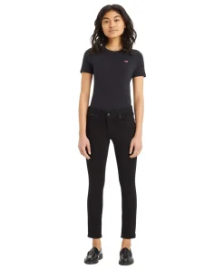 Levi's 712 Slim Jeans in Schwarz mit hohem Bund