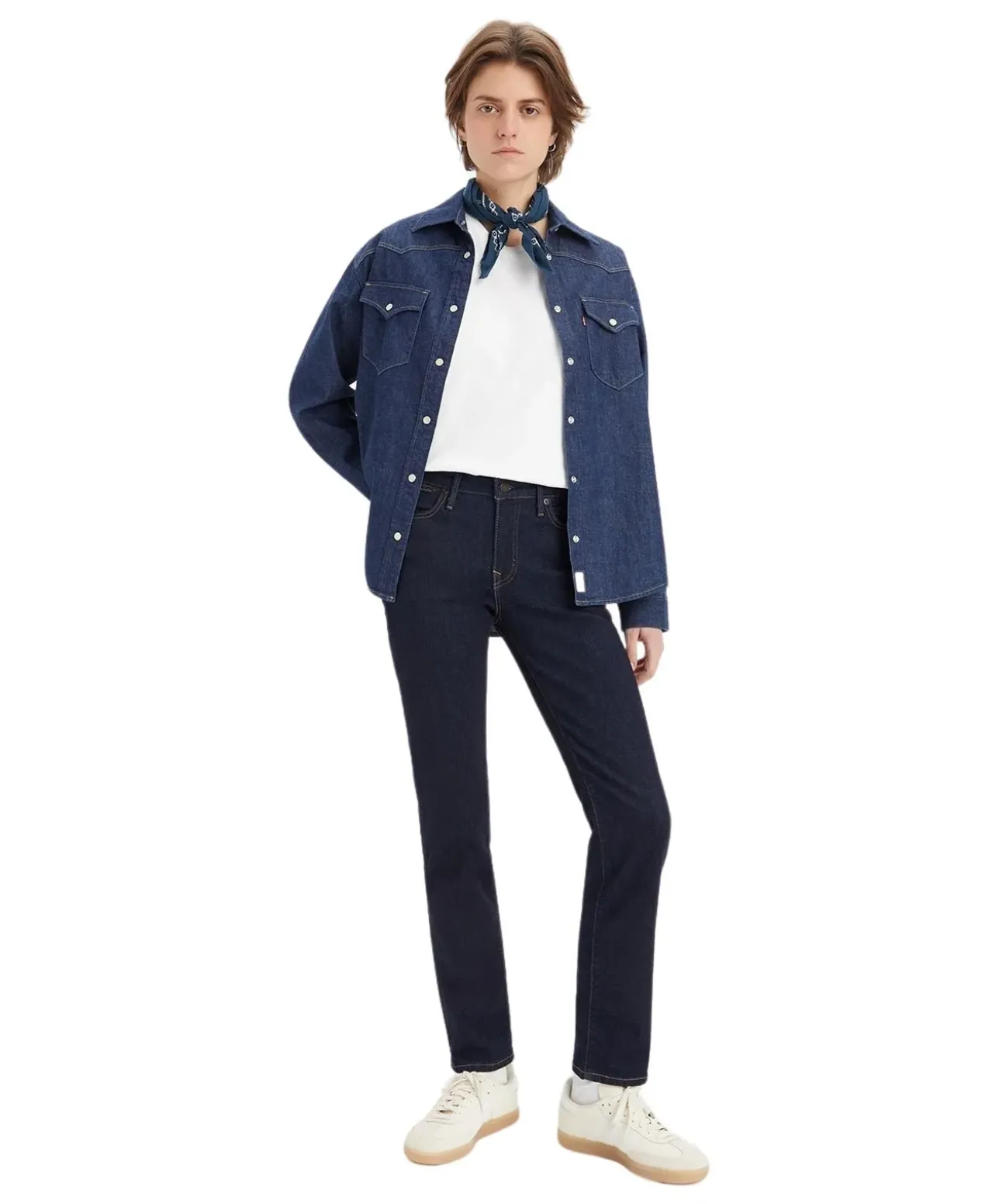 Levi's 712 Slim Jeans mit hohem Bund in Rinse-Waschung