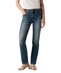 Levis 724 Straight Jeans mit High Rise in Mittelblau
