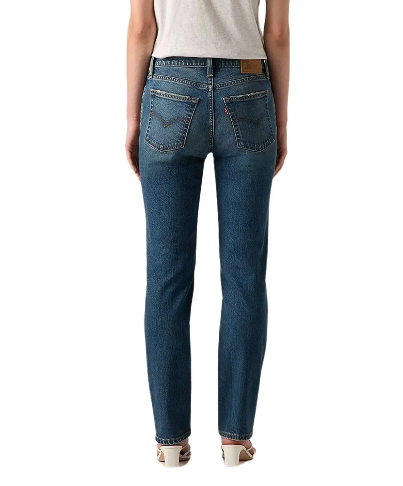Levis 724 Straight Jeans mit High Rise in Mittelblau