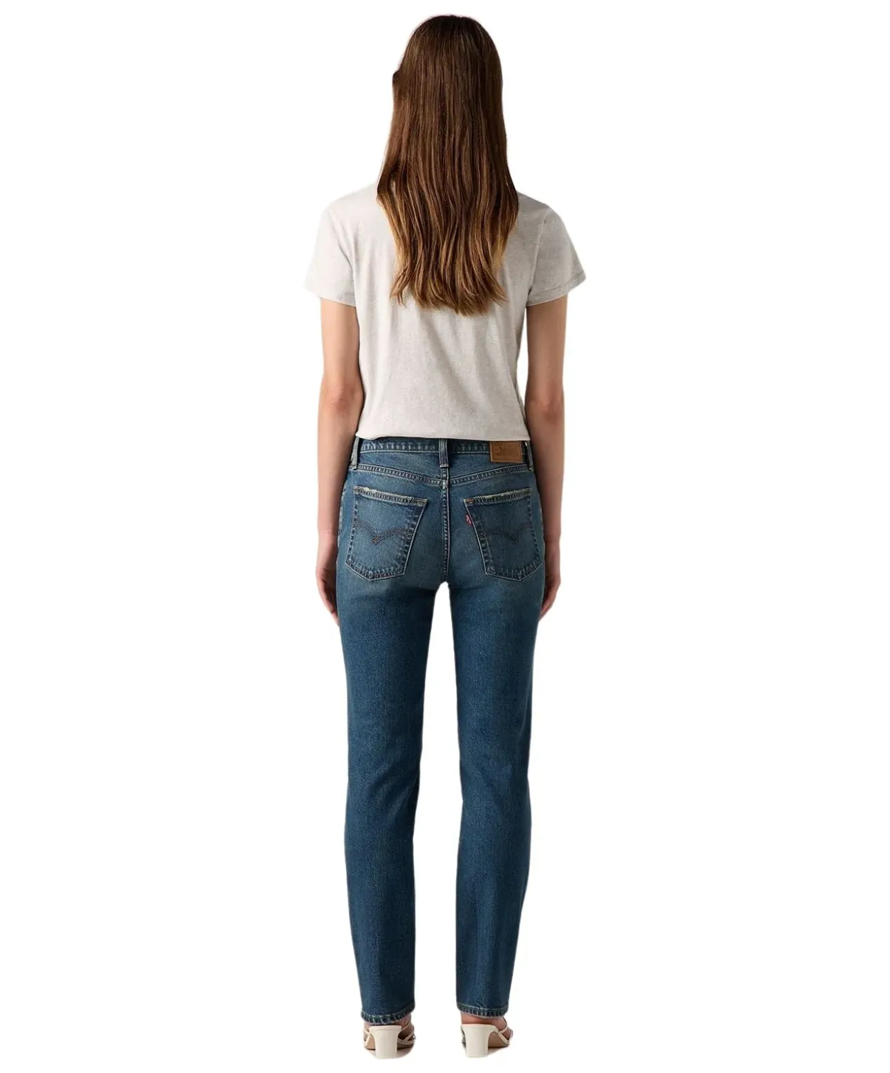 Levis 724 Straight Jeans mit High Rise in Mittelblau