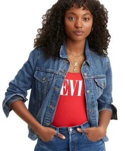 Levis Damen Original Truckerjacke in mittelblauem Indigo