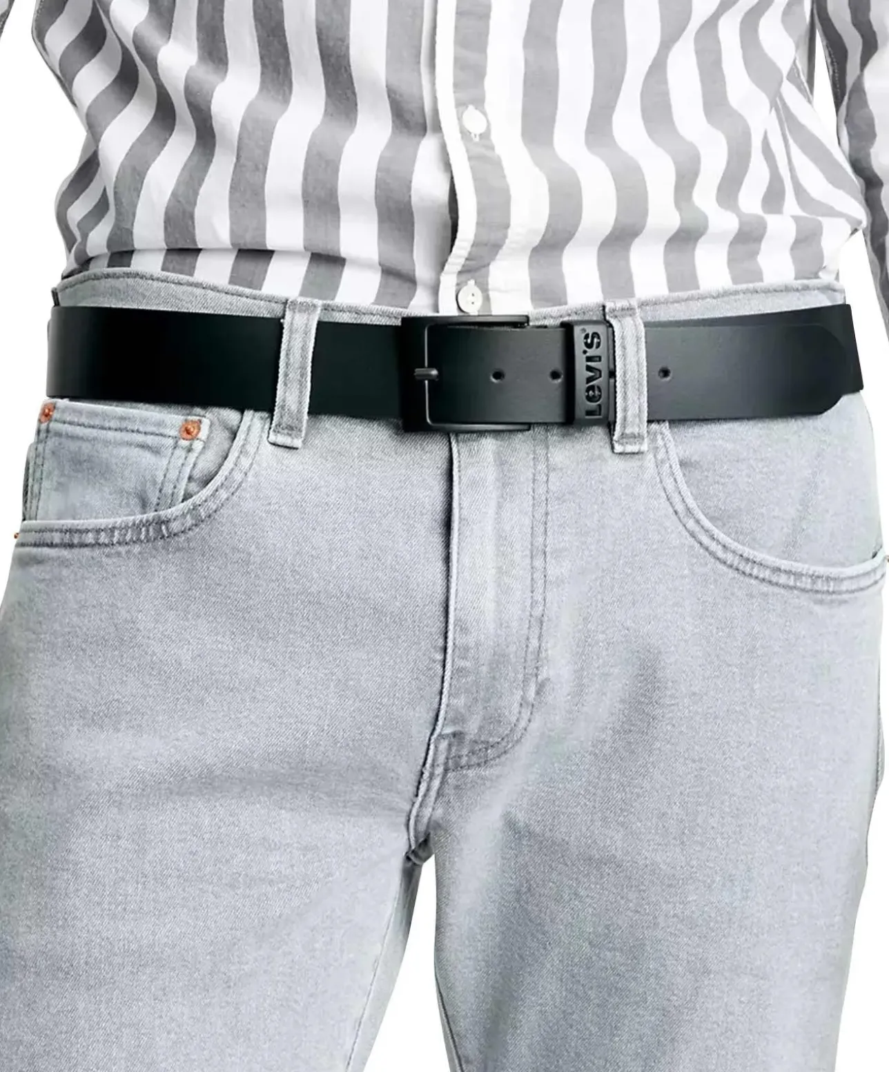 Levi's Gürtel Ashland aus glattem Rindsleder in Schwarz
