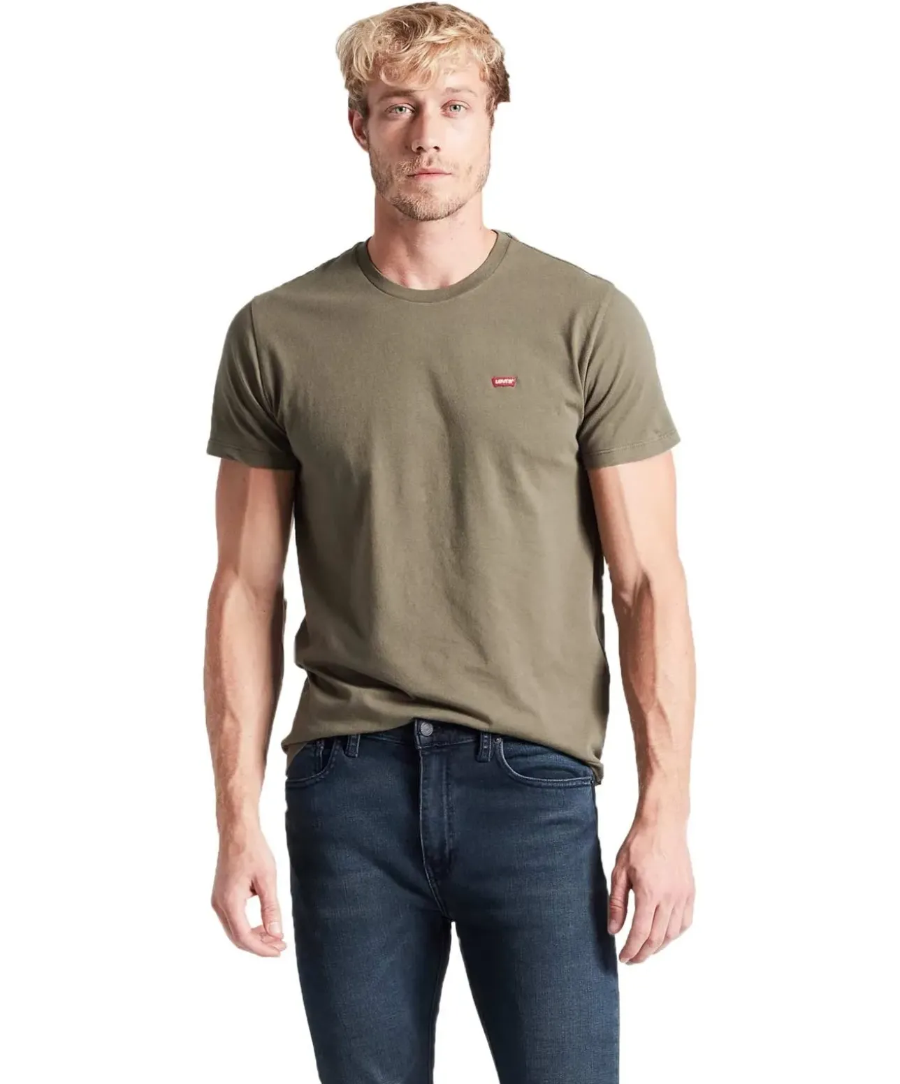 Levi‘s Herren T Shirt Original Housemark in Olivgrün