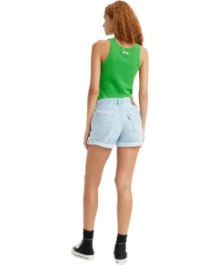 Levi's Jeans Shorts Long 501 in hellblau und hohem Bund