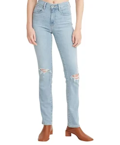 Levi's Jeans Straight 724 High in Himmelblau mit Rissen