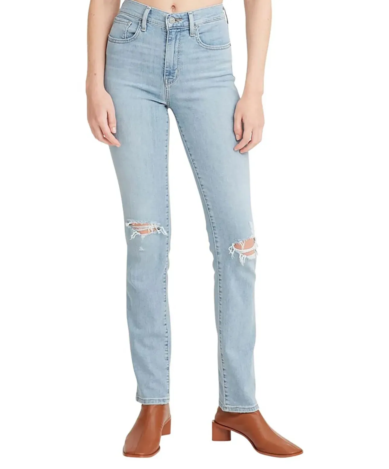 Levi's Jeans Straight 724 High in Himmelblau mit Rissen