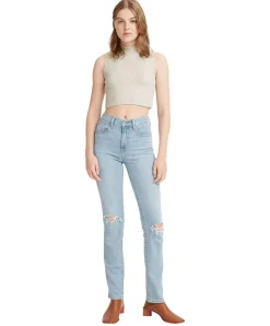 Levi's Jeans Straight 724 High in Himmelblau mit Rissen