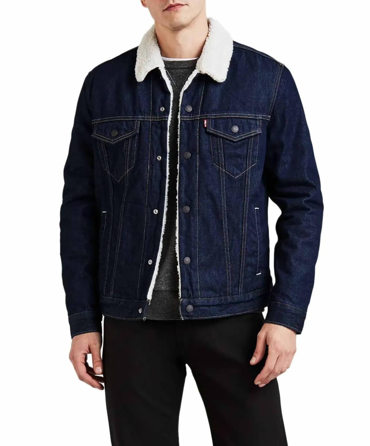 Levi's Jeansjacke in Indigoblau und Sherpa Futter