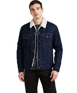 Levi's Jeansjacke in Indigoblau und Sherpa Futter