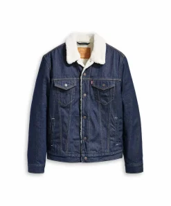 Levi's Jeansjacke in Indigoblau und Sherpa Futter