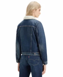 Levi’s Jeansjacke Trucker in Blau mit Sherpa-Futter