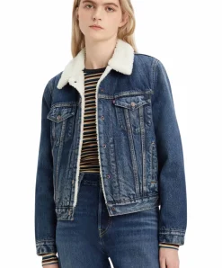 Levi’s Jeansjacke Trucker in Blau mit Sherpa-Futter