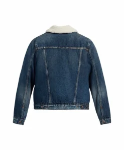 Levi’s Jeansjacke Trucker in Blau mit Sherpa-Futter