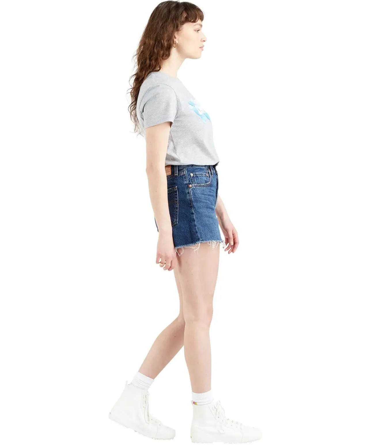 Levi's Jeans-Shorts Ribcage in Noe Five mit fransigem Saum