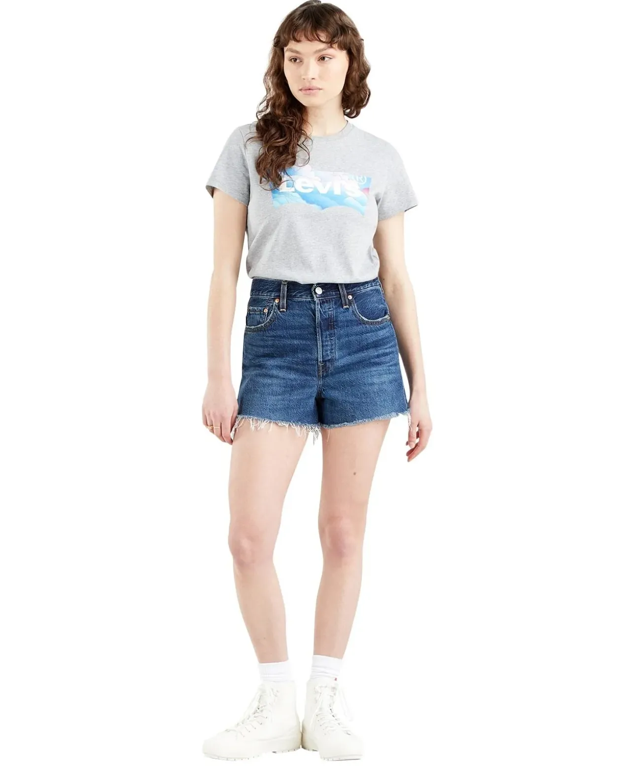 Levi's Jeans-Shorts Ribcage in Noe Five mit fransigem Saum