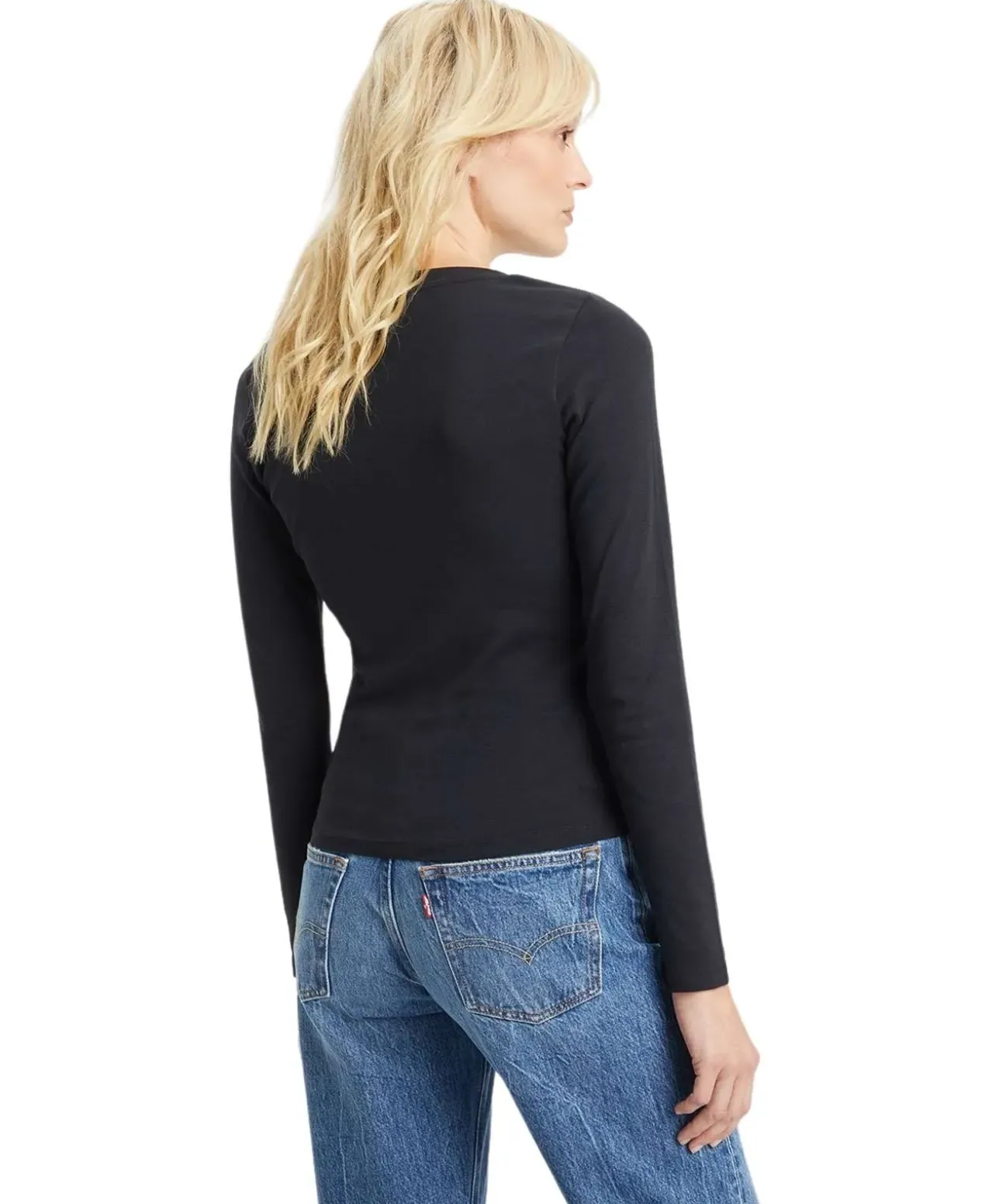Levi‘s Langarmshirt Baby Tee mit V-Neck in Schwarz