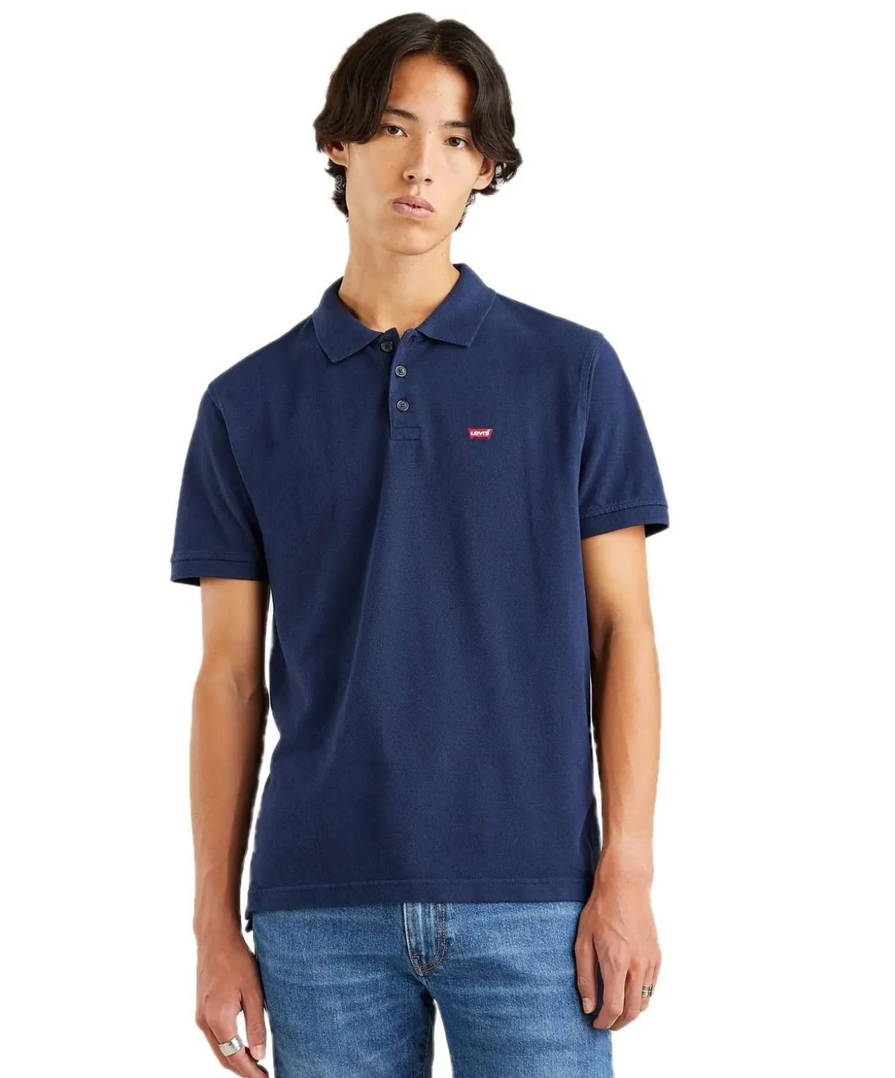 Levi's Poloshirt Housemark in blau mit dezentem Logo