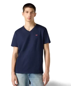 Levis T Shirt Housemark Tee mit V-Neck in Dunkelblau