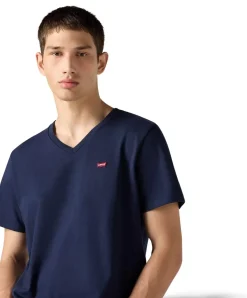 Levis T Shirt Housemark Tee mit V-Neck in Dunkelblau