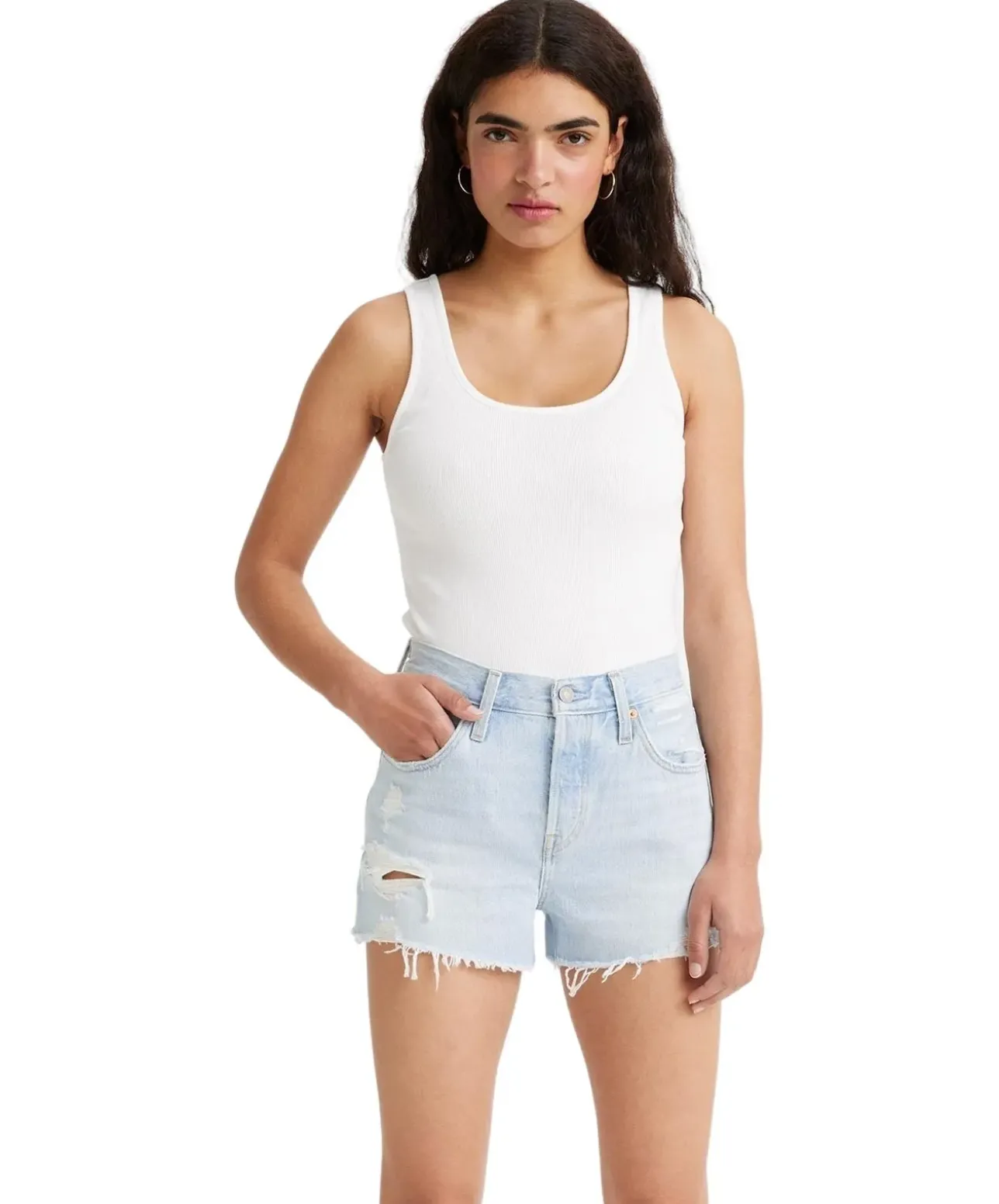 Levis Tank Top Rib mit U-Boot Ausschnitt in Weiß