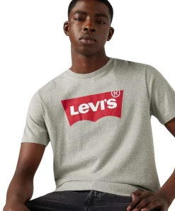 Levi’s T-Shirt Housemark in Grau mit Batwing-Print