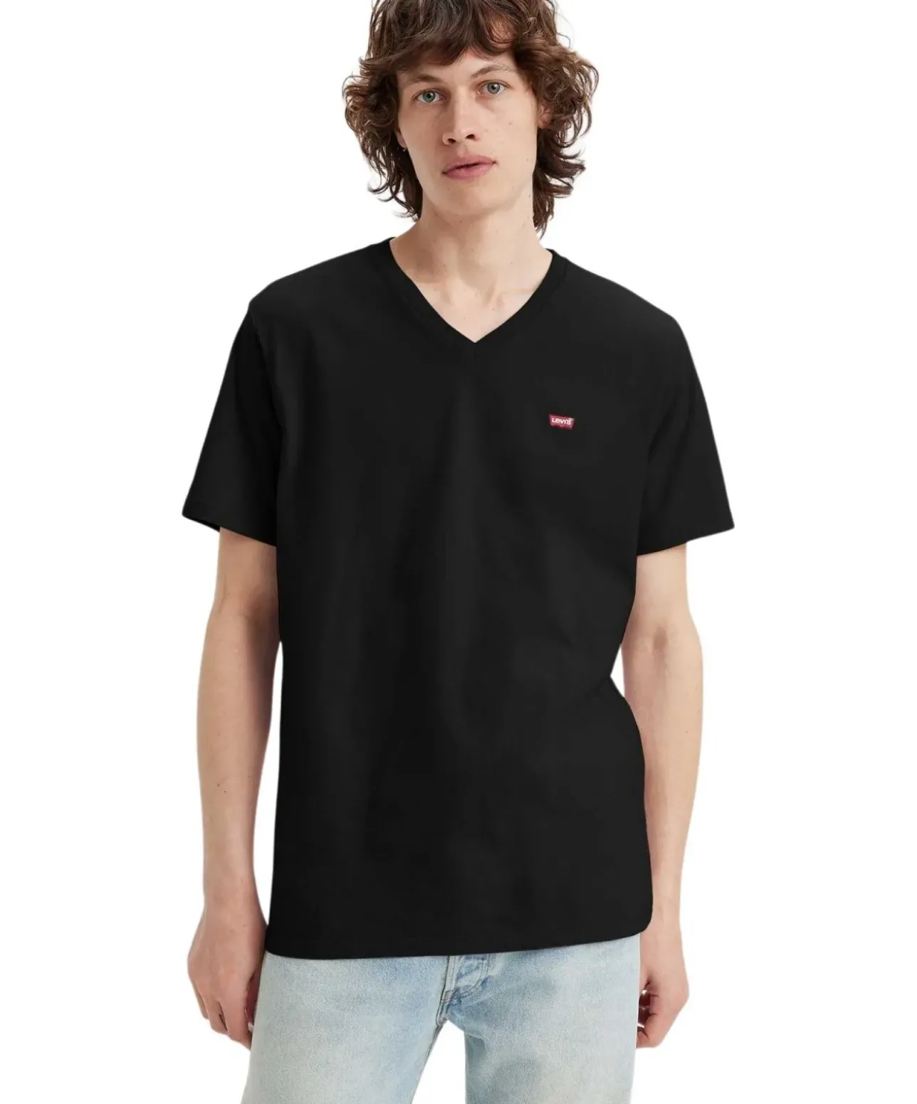 Levi's T-Shirt Housemark in Schwarz mit V-Ausschnitt