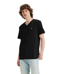 Levi's T-Shirt Housemark in Schwarz mit V-Ausschnitt