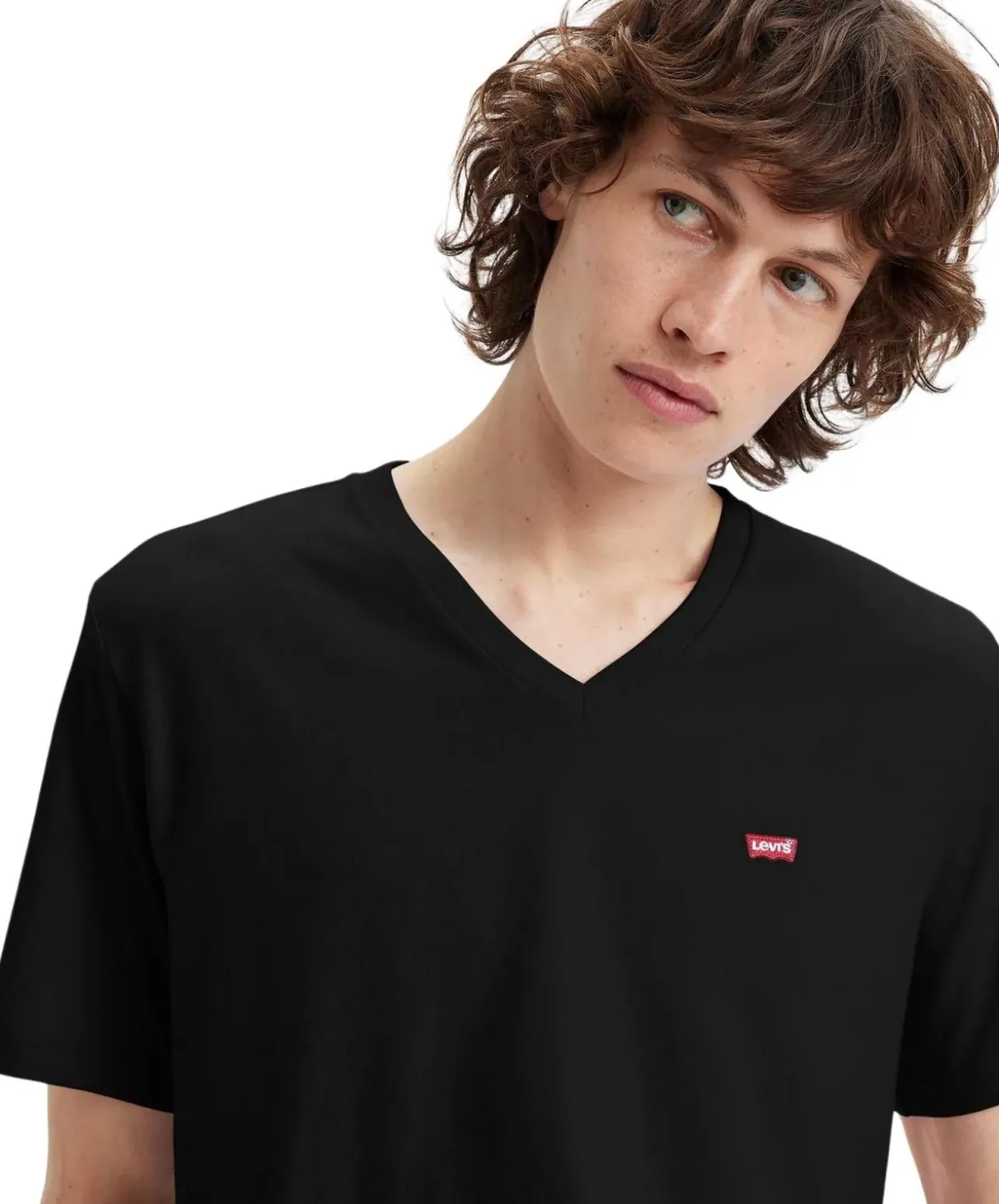 Levi's T-Shirt Housemark in Schwarz mit V-Ausschnitt