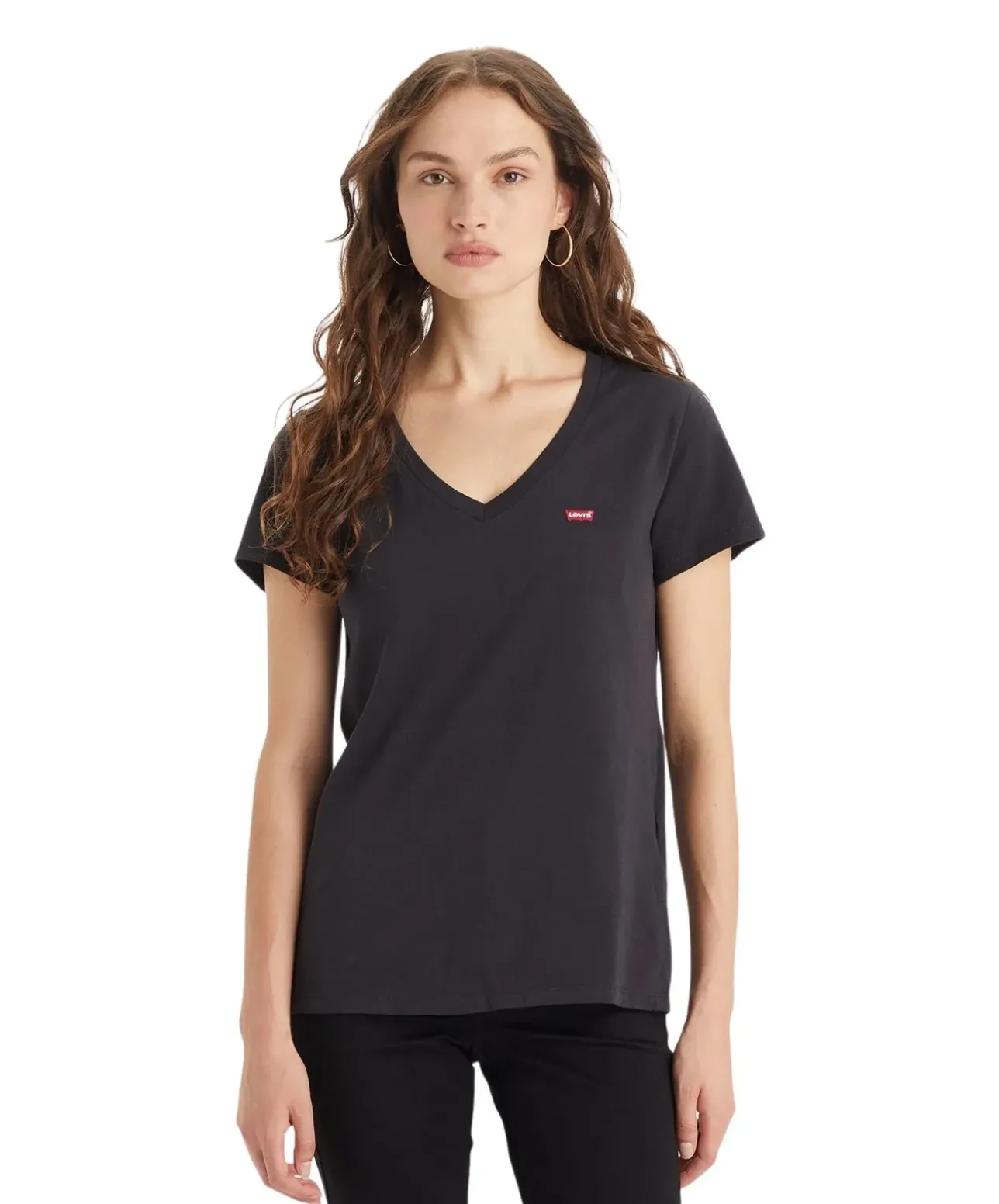 Levi's T-Shirt Perfect Tee in Schwarz mit V-Ausschnitt