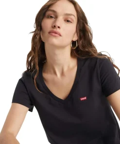 Levi's T-Shirt Perfect Tee in Schwarz mit V-Ausschnitt