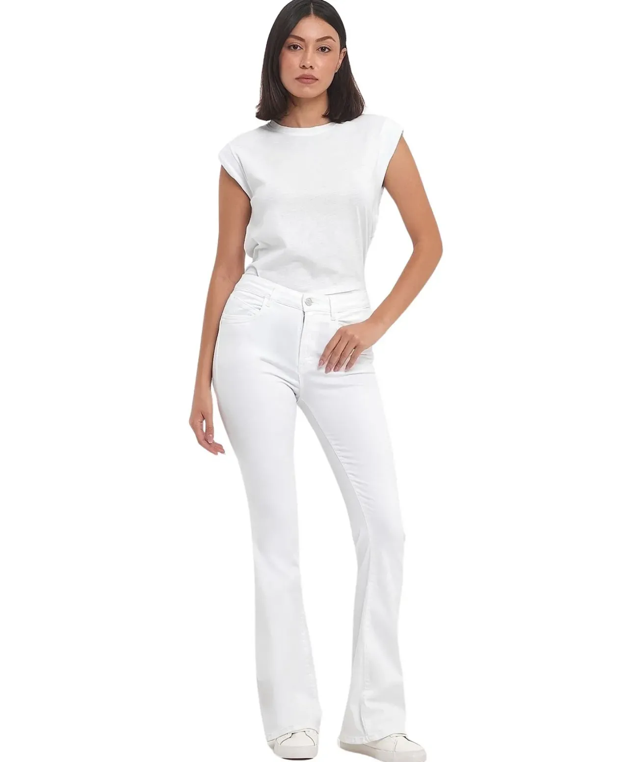 LTB Flared Jeans Novi in Weiß mit hohem Bund