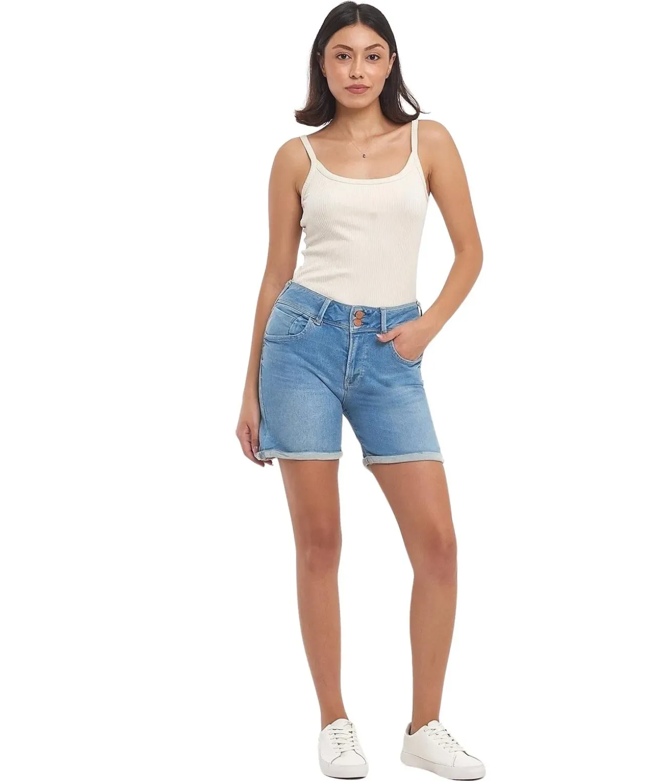 LTB Jeans Shorts Rosina in blau mit Doppelknopf-Verschluss